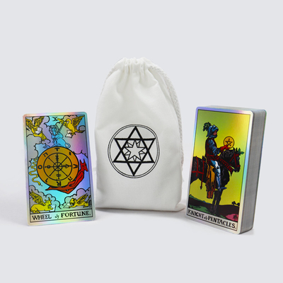 Beli Custom Printed Premium Holographic Tarot Card With Bag Print Buat Kartu Tarot Rider Mewah Dengan Buku Panduan online manufacture