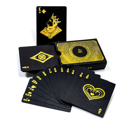 Beli Custom Design Gold Foil Stamping Kartu bermain dengan 310gsm Black Core Paper untuk Poker dan Kartu Game online manufacture