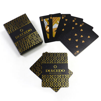 Beli Kartu Poker Foil Emas Matte Desain Kustom dengan Kertas Inti Hitam 310gsm dan Pola Geometris Mewah online manufacture