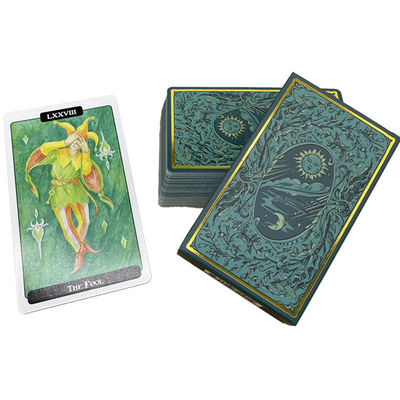 Beli 63*88mm Kartu Tarot yang Dapat Dicetak di sudut bulat warna hijau matt online manufacture