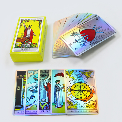 Grosir jual panas kartu tarot orakel kustom pencetakan kartu permainan laser dengan buku