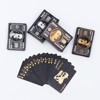 Custom Unik Desain Amerika Serikat Dollar Pola bermain kartu Pabrik Pencetakan awet Hitam Plastik PVC Waterproof Poker
