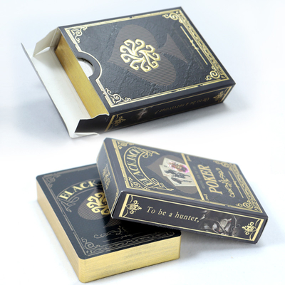Desain Custom Mewah Emas Edge Bermain Kartu Poker Dengan Percetakan Foil Emas Dan Kotak