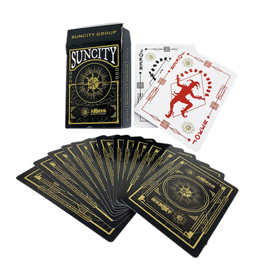 Desain khusus yang dapat diterima Black Gold Foil Kartu bermain untuk pesta permainan dalam ramah lingkungan