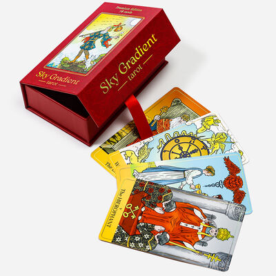 Kartu Tarot Cetak Kustom Edisi Premium Foil Emas dengan Tepi Merah Mewah dan Kotak