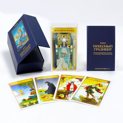Kartu Tarot Holografik Emas Berkualitas Tinggi Kartu Tarot Versi Rusia dengan Buku Panduan