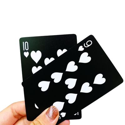 0.32mm Hitam Plastik Tahan Air Poker Bermain Kartu Logo Kustom